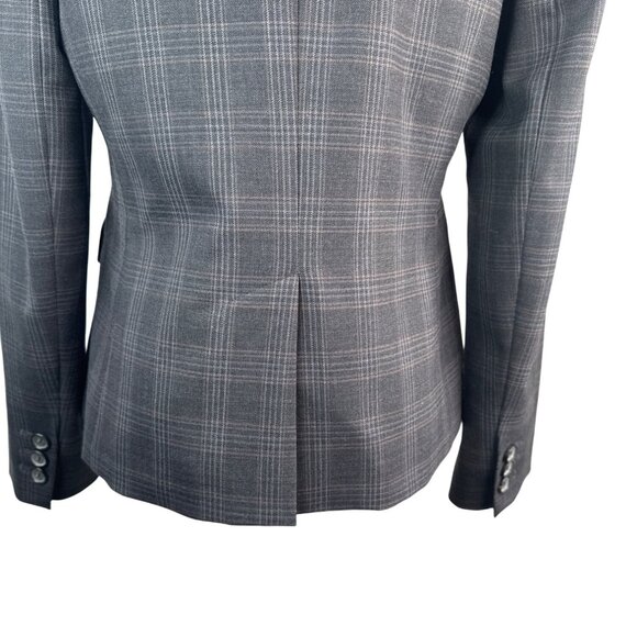 Talbots Grey Size 4 Plaid Two-Button Blazer Wool Blend - Picture 11 of 14
